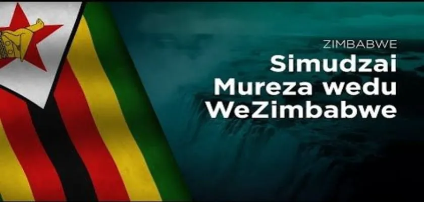 The opening words of the national anthem, “Simudzai Mureza wedu WeZimbabwe”