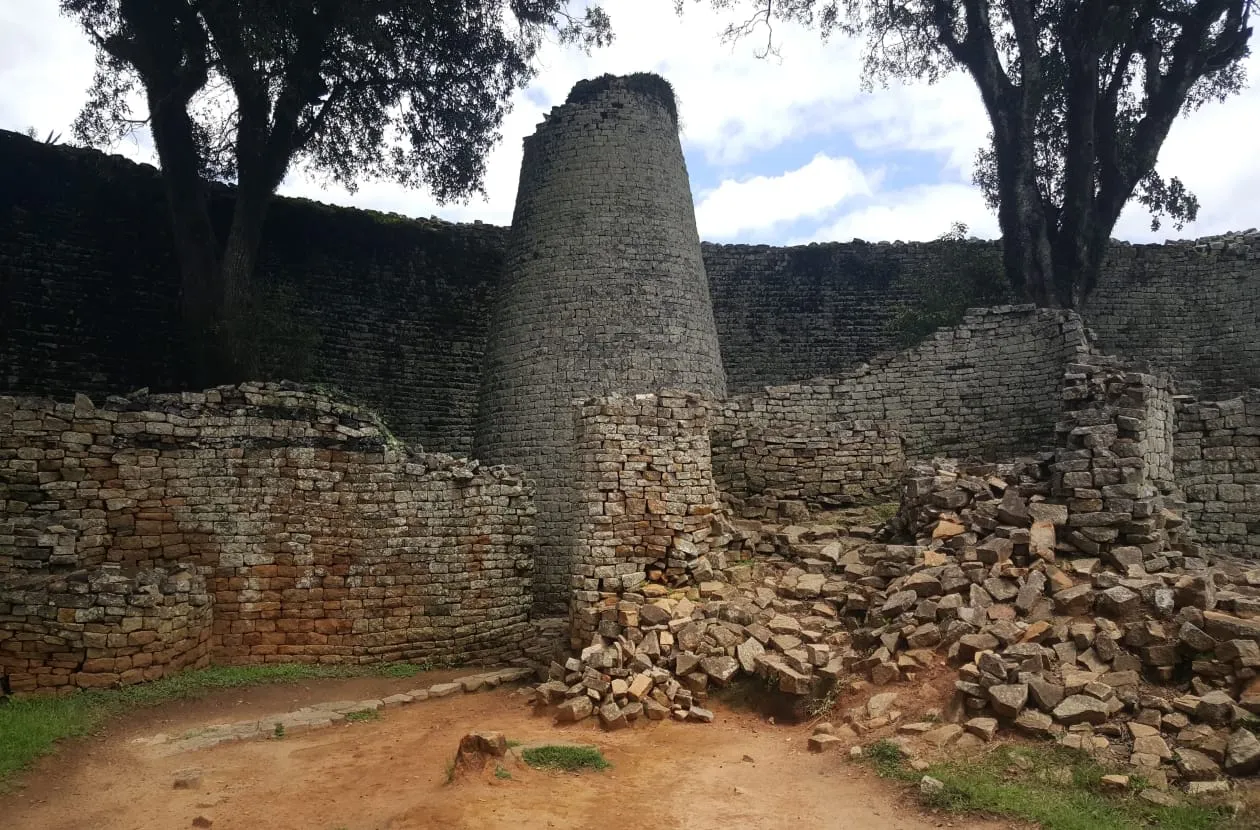 The conical tower inside the Great Enclosure at Great Zimbabwe