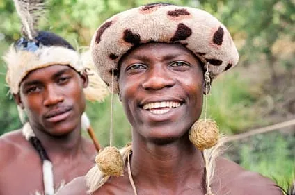 Young Ndebele men in traditional dress