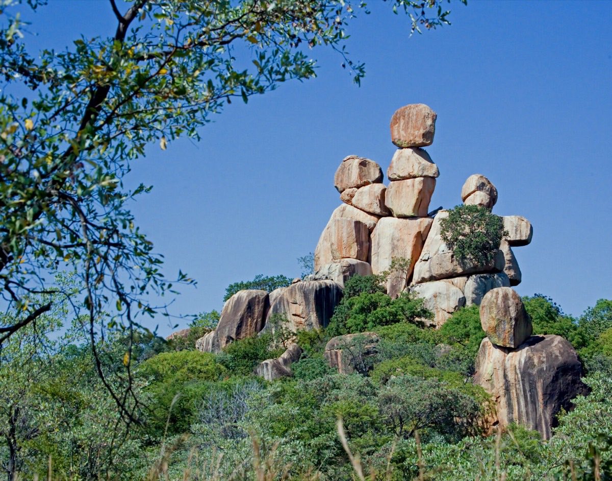 Balancing granite rocks in Matobo Hills